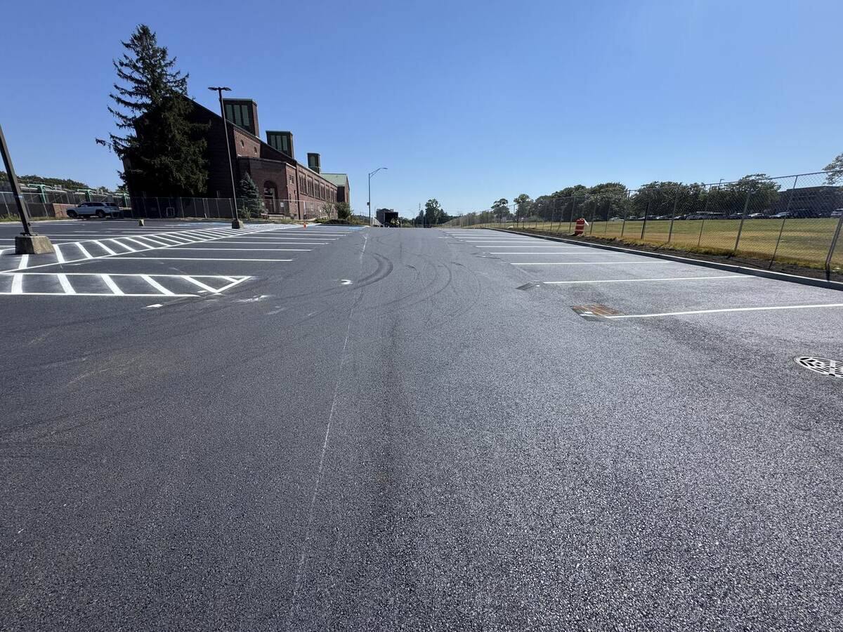 Newly paved and striped roadway