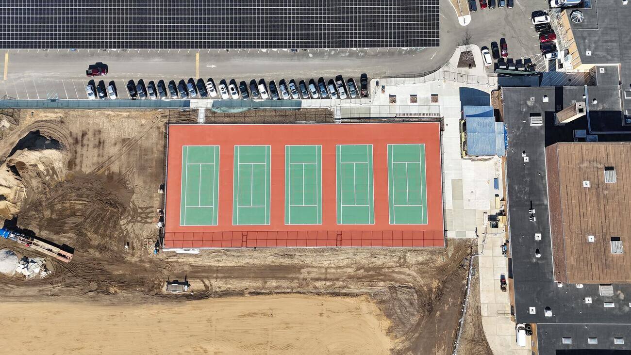 New tennis courts and graded site