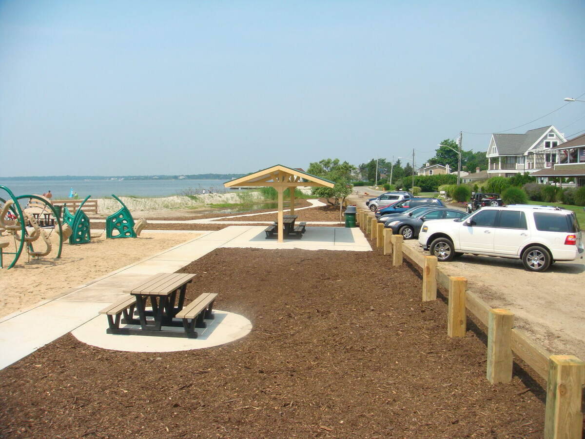 Webbies Beach site improvements with timber guiderail