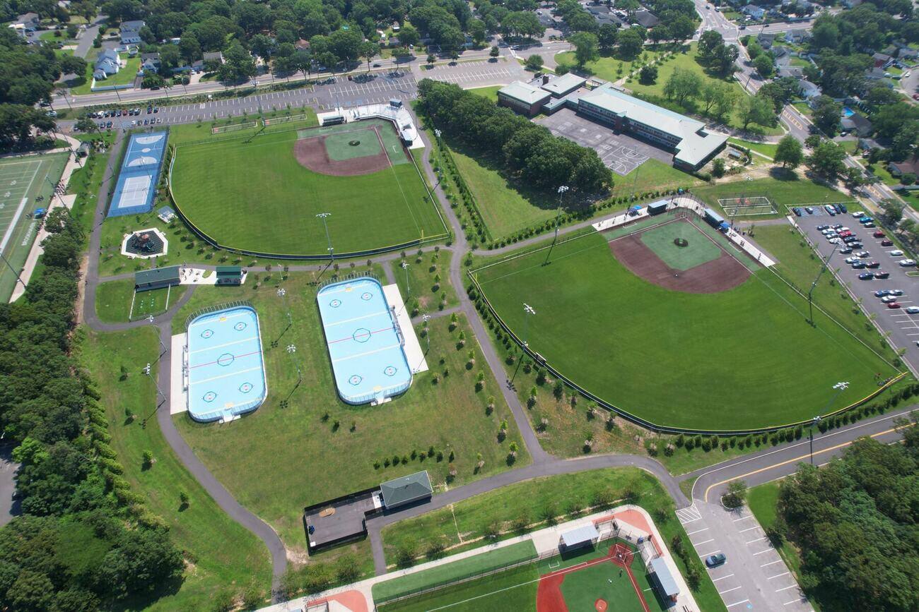 Selden athletic complex with pools, courts and fields