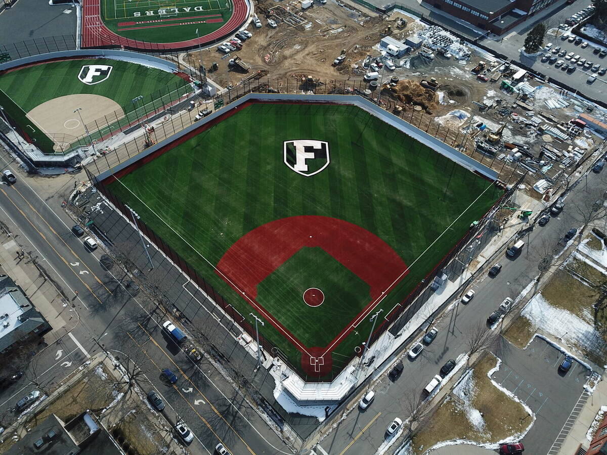 Completed synthetic turf ballfield